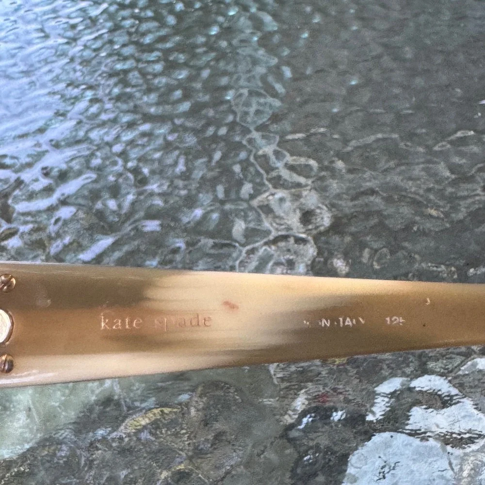 Kate Spade Rectangle Sunglass Glasses Frames Blue Tan Crystal Logo Made in Italy